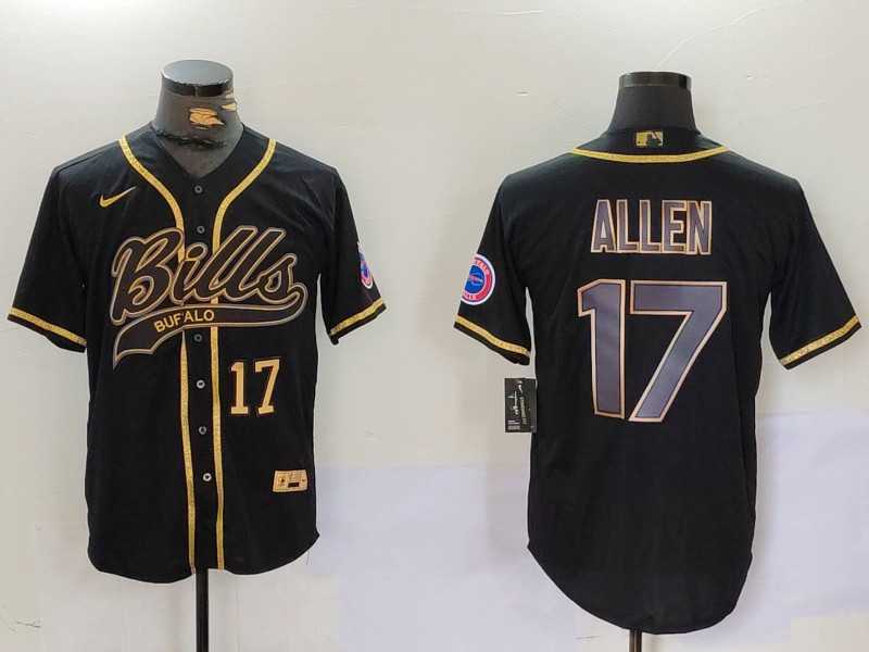 Mens Buffalo Bills #17 Josh Allen Black Cool Base Stitched Baseball Jersey